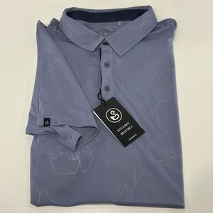 Swannies Golf Shirt Polo Anderson Floral Print Granite Navy Men XL NWT MSRP $89